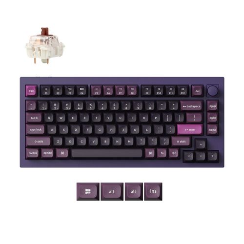 Teclado Mecânico Keychron Q1 Max Hot-Swappable - Wireless, RGB, Switch Brown - Roxo - Q1M-V3