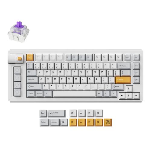 Teclado Mecânico Keychron Nebula Knob Version - Wireless, RGB, Layout 75%, knob Version - Branco - L1H-P1