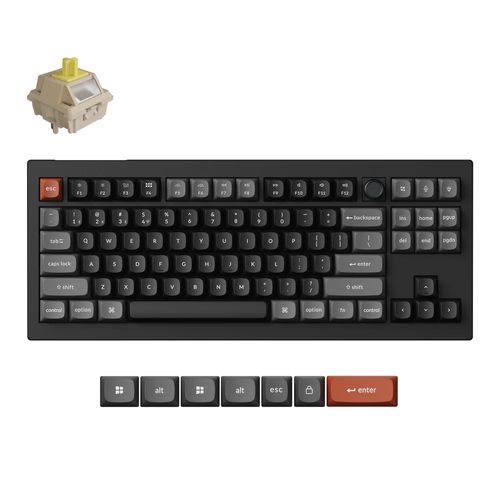 Teclado Mecânico Keychron V3 Ultra - Wireless, 8K, Switch Keychron Silk POM Banana, RGB, Layout americano, Preto - V3U-D4