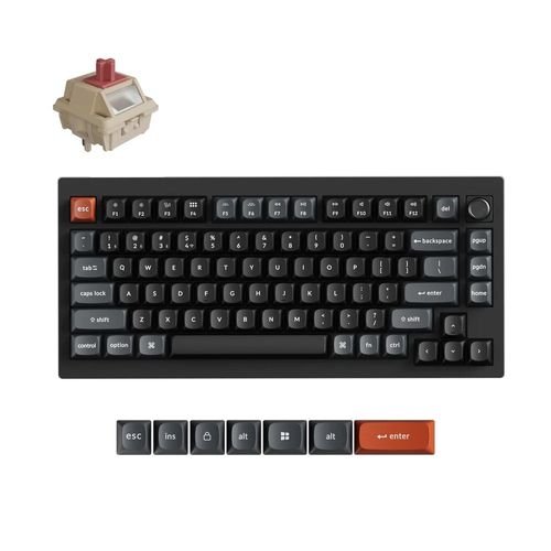 Teclado Mecânico Keychron V1 Ultra - Wireless, 8K, Switch Keychron Silk POM Red, RGB, Layout americano, Preto - V1U-D1