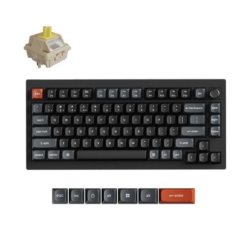 Teclado Mecânico Keychron V1 Ultra - Wireless, 8K, Switch Keychron Silk POM Banana, RGB, Layout americano, Preto - V1U-D4