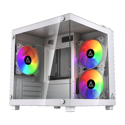 Gabinete Gamer Micro ATX/ITX - GStorm Aquario Vanguard (Vidro Temperado/3 Fans Rainbow) - Branco - GS-VAN-WH-3F