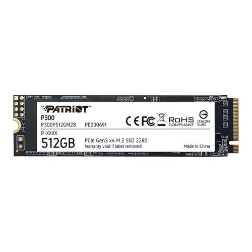 SSD - M.2 (2280 / PCIe Gen3 x 4, NVMe 1.3) - 512GB - PATRIOT - P300P512GM28 (1700/1100MB/S)